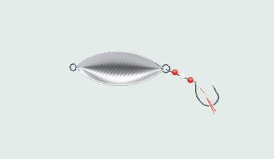 Illustrative trolling spoon / kokanee rig model